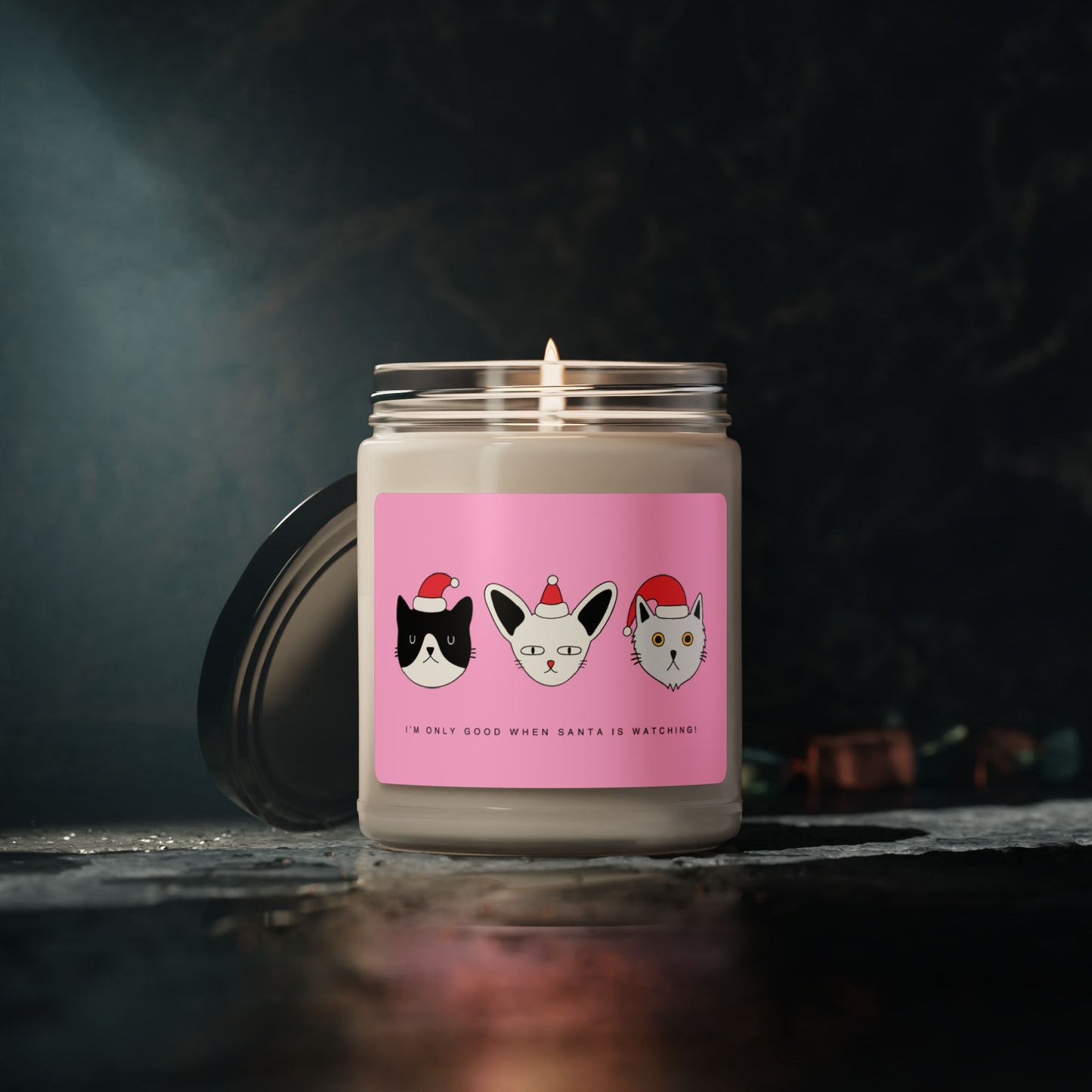 Christmas Cat Scented Soy Candle, 9oz - Holiday Cat Lover Gift, Festive Home Decor, Christmas Candle, Cute Cat Gift, Christmas Gift