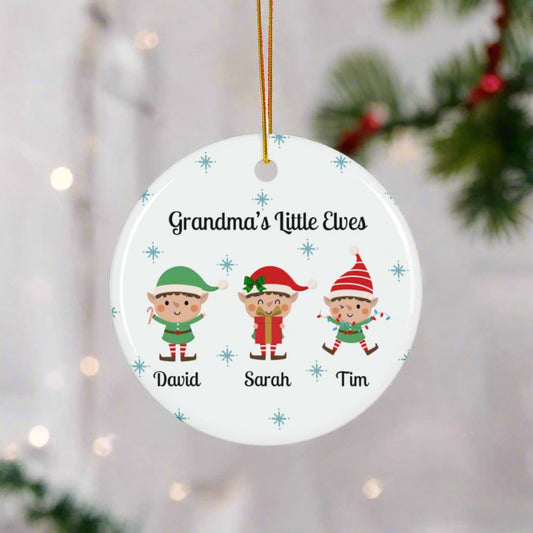 Personalized Grandma's Little Elves Christmas Ornament, Grandma Christmas Gift, Mother's Christmas Gift, Sentimental Gift for Grandma