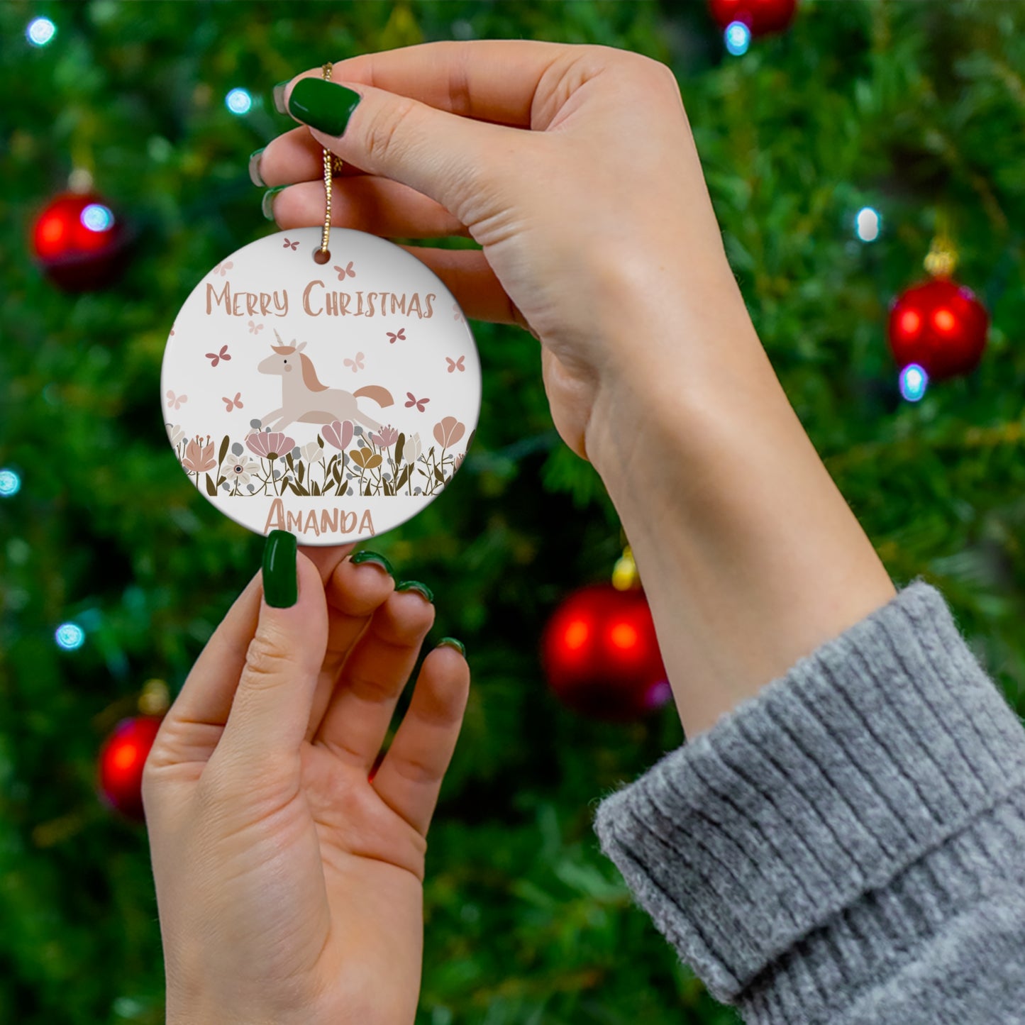 Custom Unicorn Christmas Ornament Gift