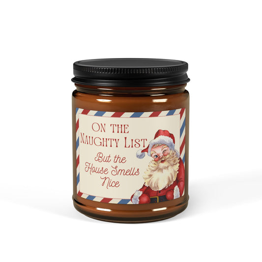 On the Naughty List Candle , Cozy Scents for Your Home, Mischievous Side Christmas Candle, Holiday Candle, Festive Decor, Amber Jar