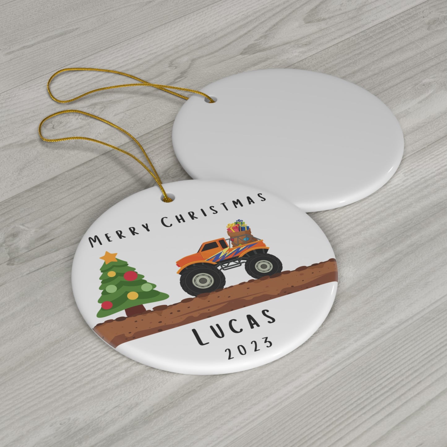 Personalized Monster Truck Christmas Ornament, Childrens Ornament, Unique and Fun