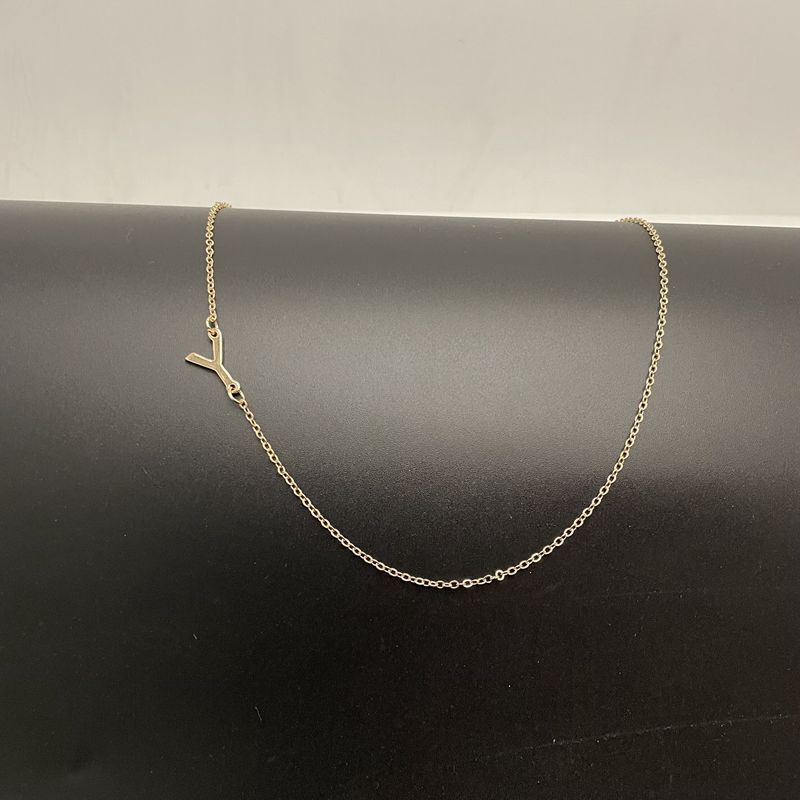 Initial Necklaces For Women, Dainty Gold Letter Necklace 14k Gold Plated Sideways Initial Necklace Cute Name Simple Choker Necklaces For Women Trendy Jewelry Gifts