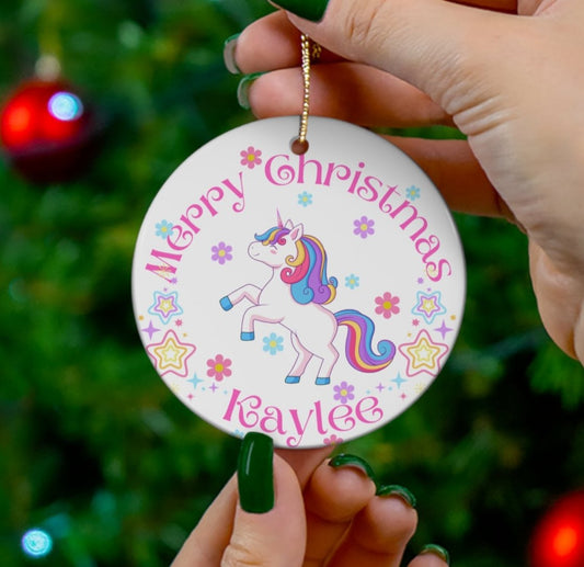 Custom Unicorn Christmas Ornament Girly Christmas Gift Fun Unicorn Gift