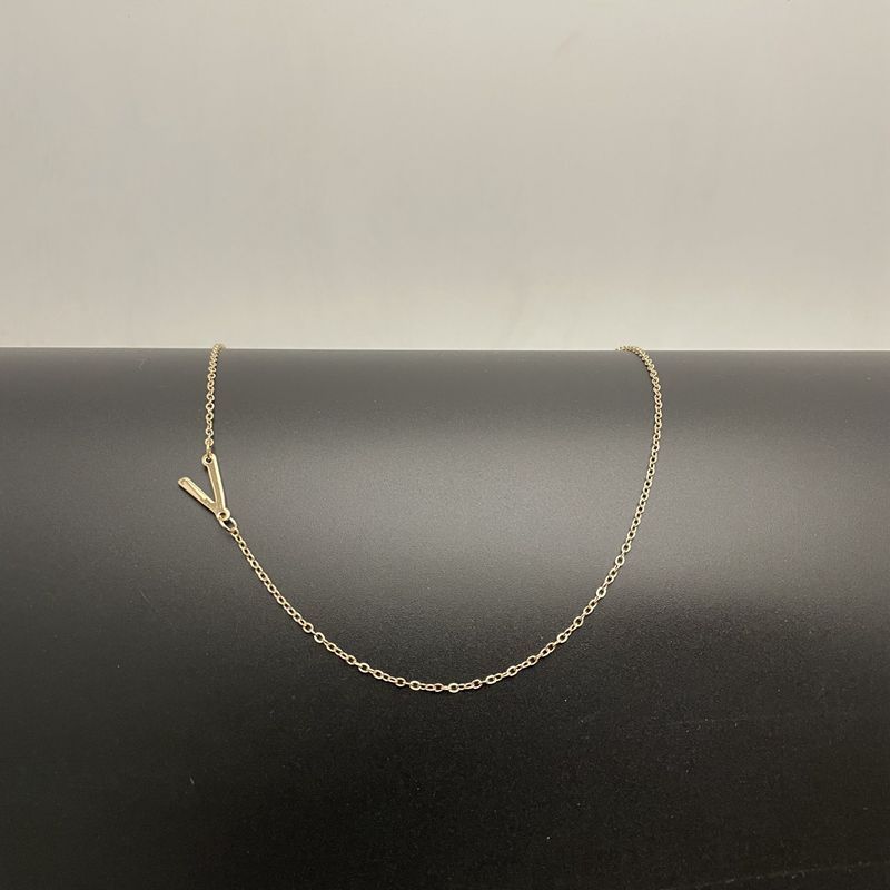 Initial Necklaces For Women, Dainty Gold Letter Necklace 14k Gold Plated Sideways Initial Necklace Cute Name Simple Choker Necklaces For Women Trendy Jewelry Gifts
