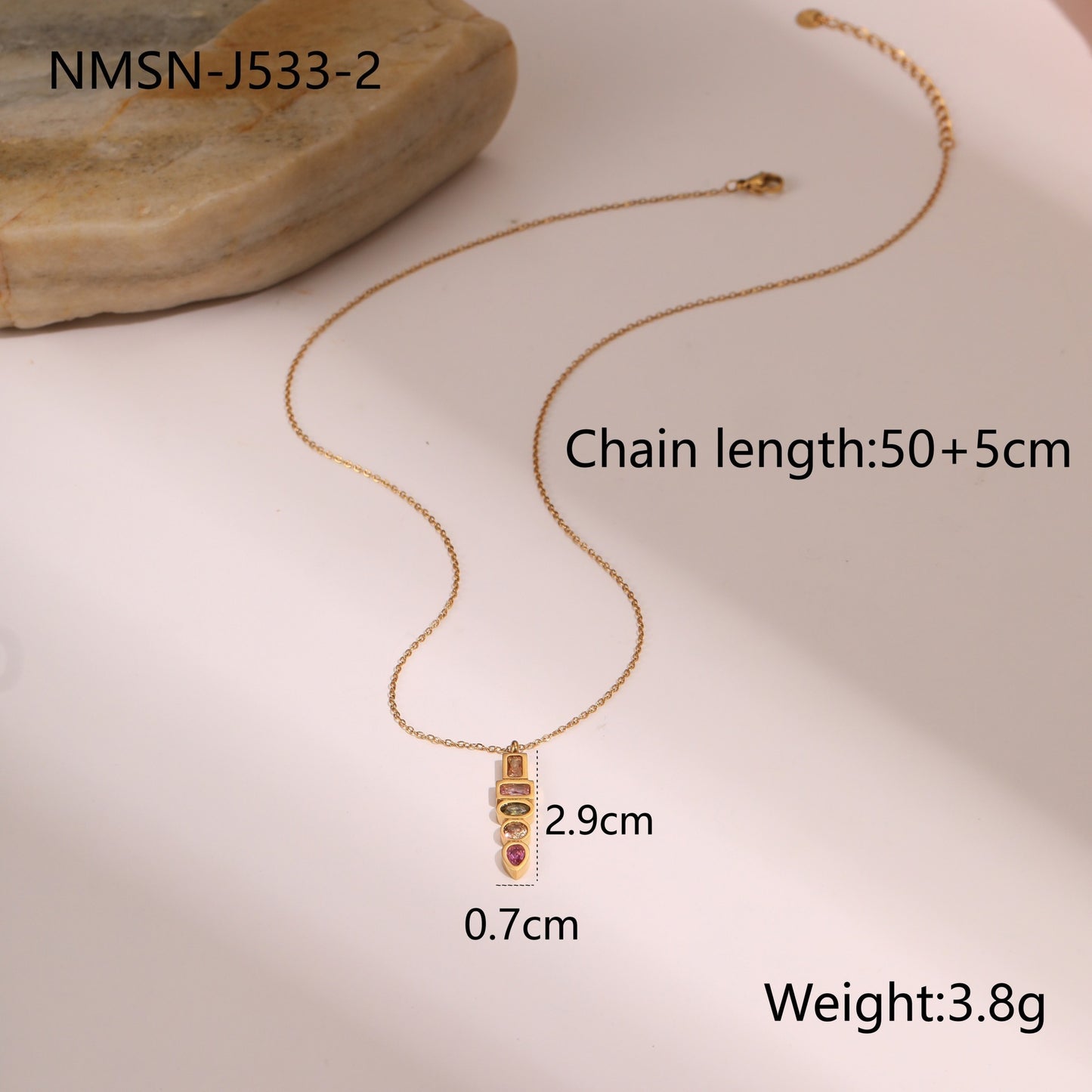 Color Zircon Star Pendant Stainless Steel Necklace