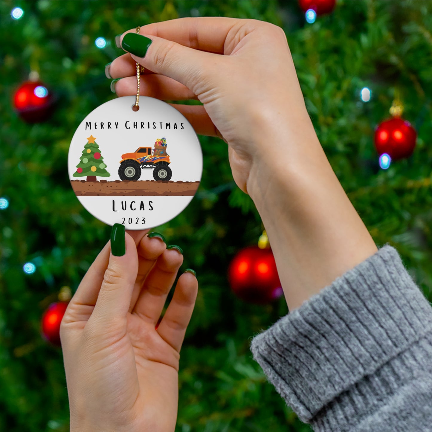 Personalized Monster Truck Christmas Ornament, Childrens Ornament, Unique and Fun