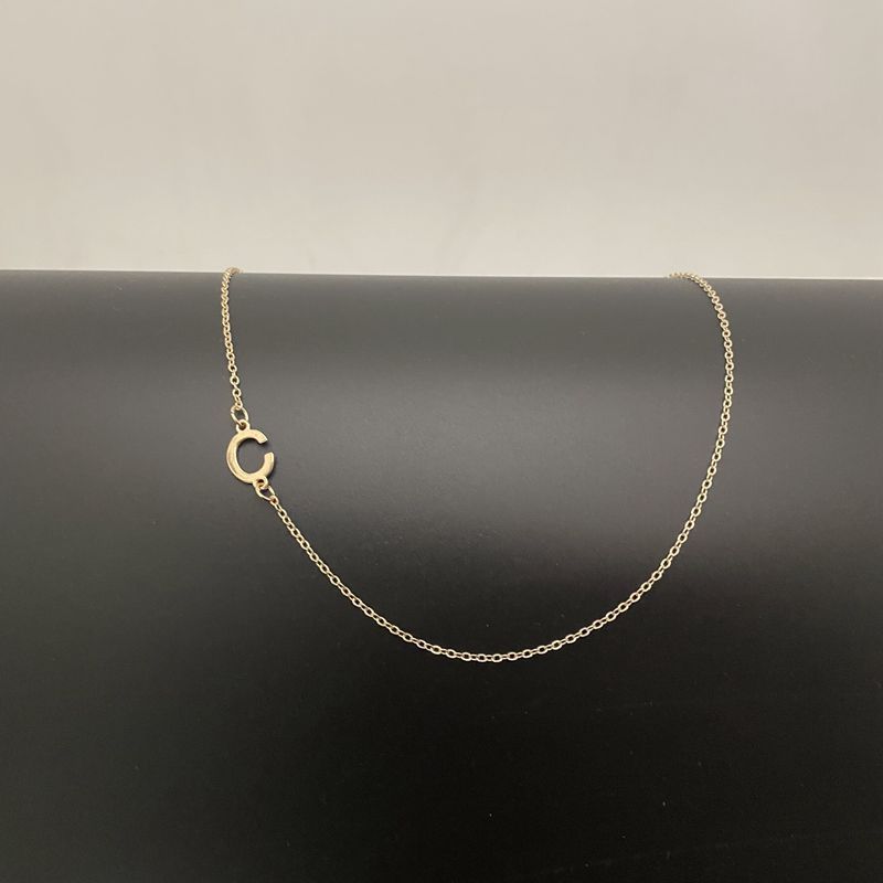 Initial Necklaces For Women, Dainty Gold Letter Necklace 14k Gold Plated Sideways Initial Necklace Cute Name Simple Choker Necklaces For Women Trendy Jewelry Gifts