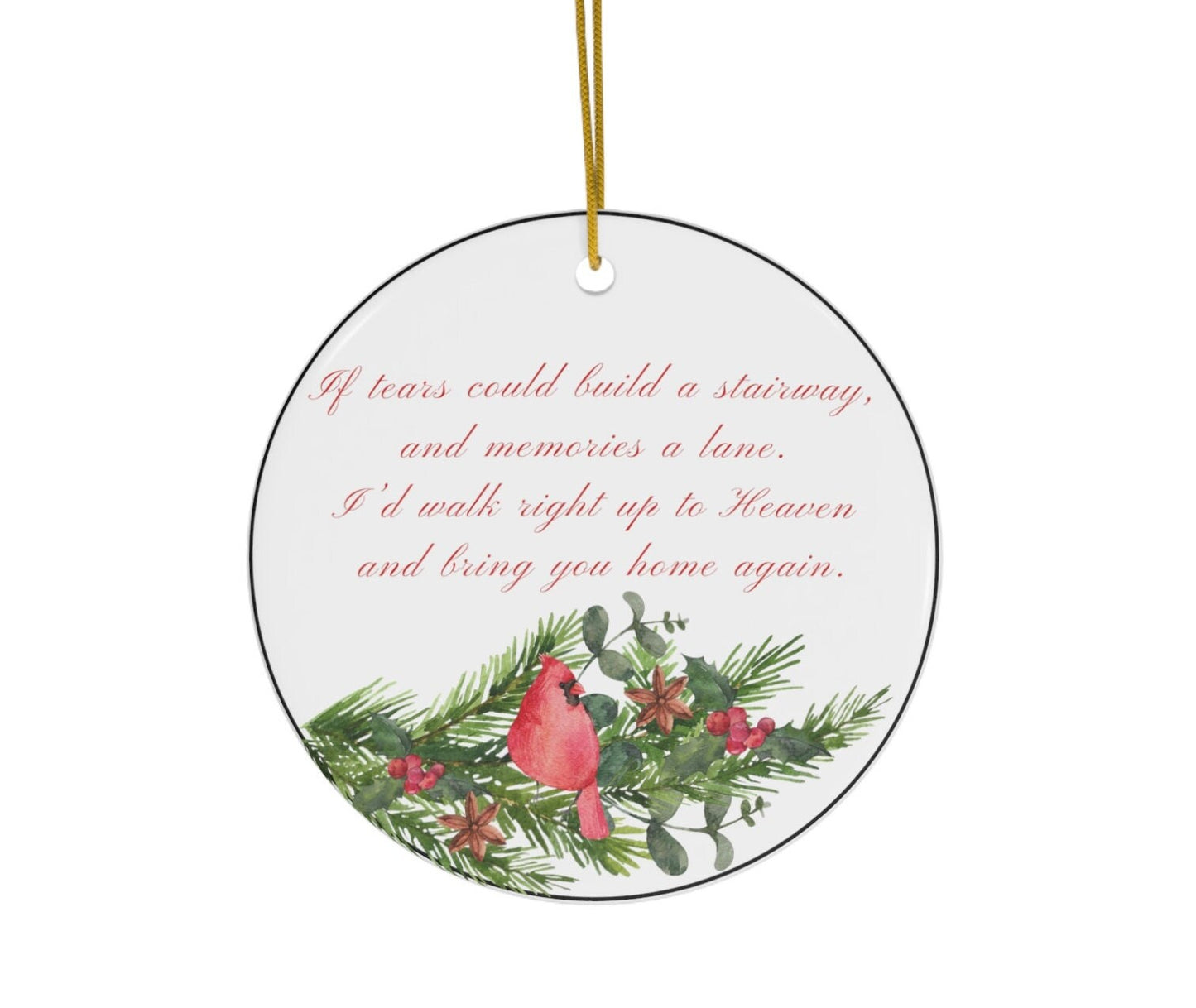 Memorial Christmas Ornament, Cardinal Ornament, Remembrance Ornament