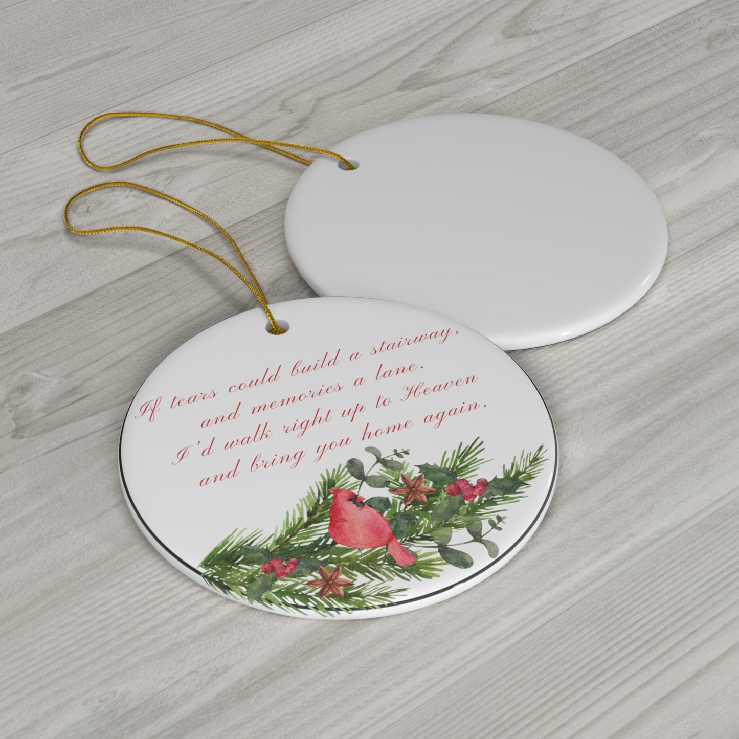 Memorial Christmas Ornament, Cardinal Ornament, Remembrance Ornament