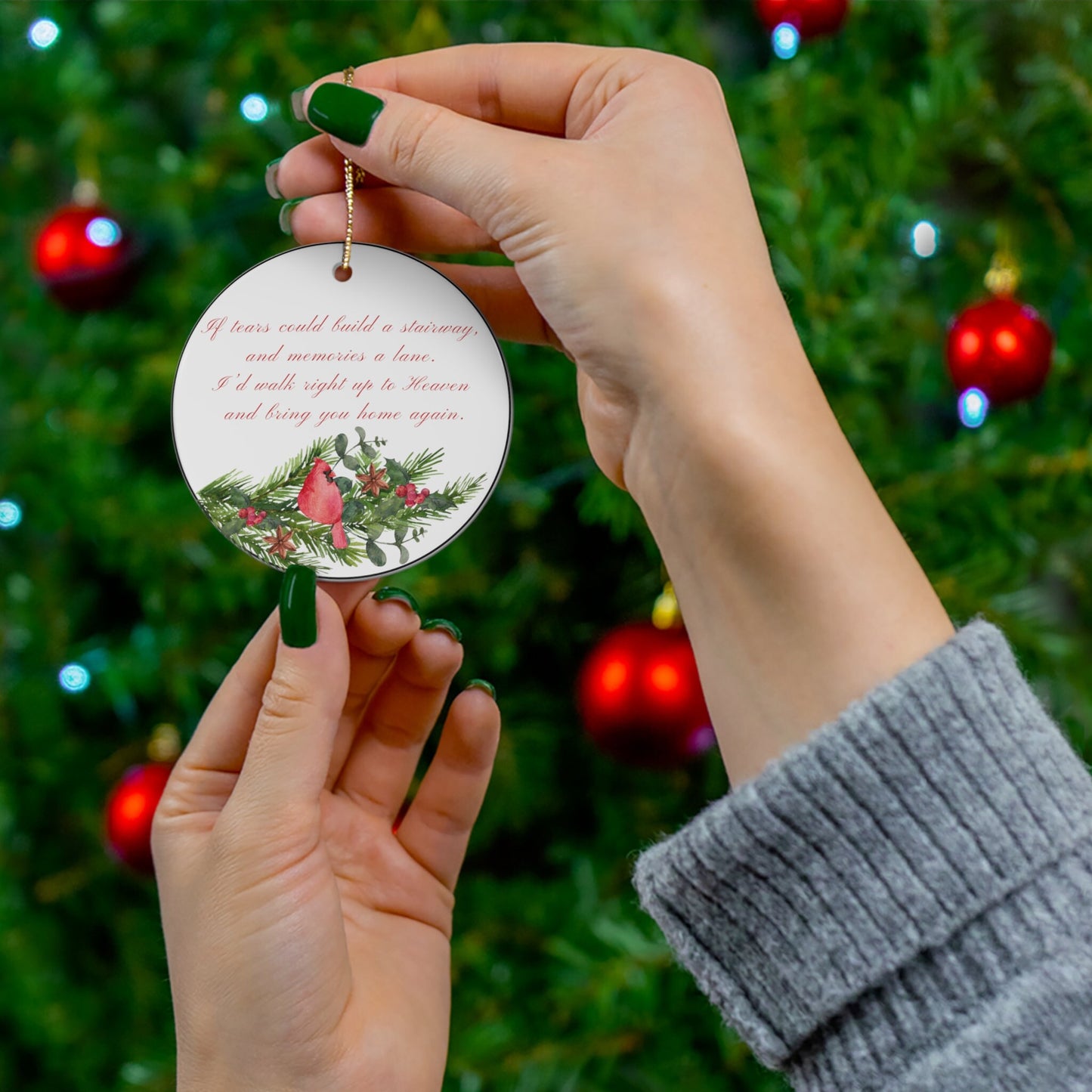 Memorial Christmas Ornament, Cardinal Ornament, Remembrance Ornament