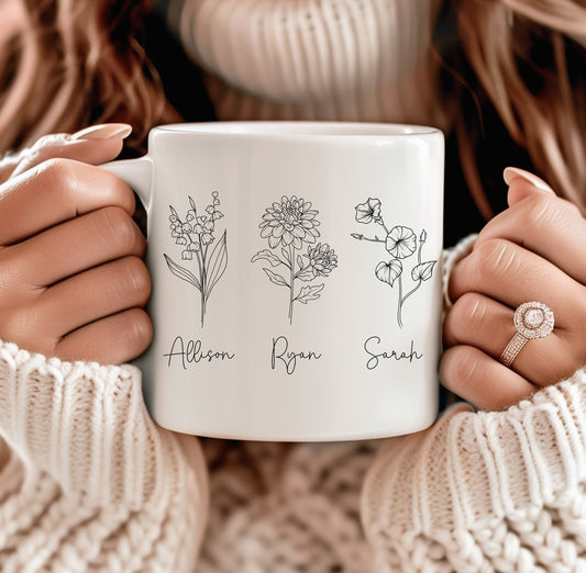 Custom Birth Month Flower Coffe Mug Gift For Mom,Plant Mom Mug,Mothers Day Mug,Custom Flower Mug,Personalized Mom Mug,Birth Month Flower